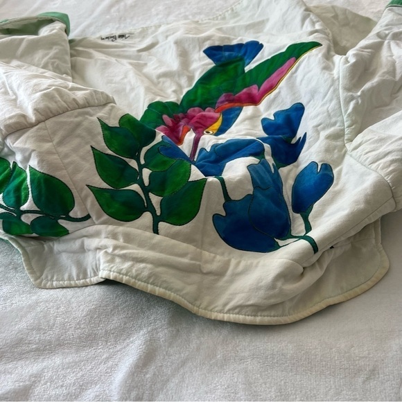 Vintage 90s Open Front Canvas Jacket With Hummingbird Art by Julia Pinkham - Picture 9 of 9